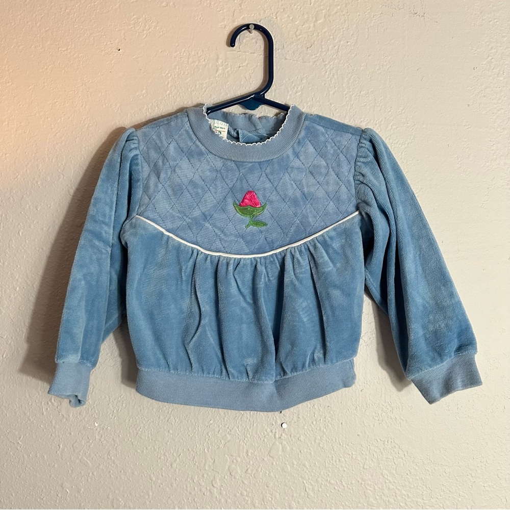 Vintage Velour Crew Neck Pullover Sweatshirt, Cottagecore, prairie style size 2T